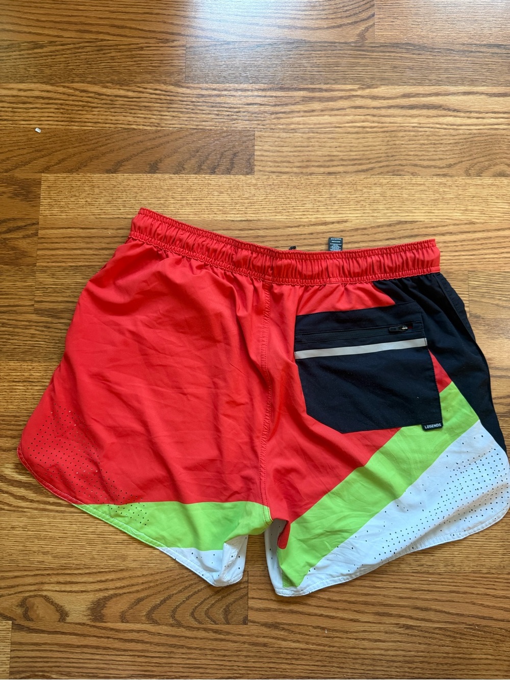 Legends Luka Colorblock Athletic Shorts in Red, Lime & White Large 5” no liner - Picture 3 of 4